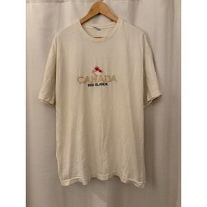 Alstyle Canada 1000 Islands Embroidered T-Shirt Cream XL Souvenir Cotton Tee